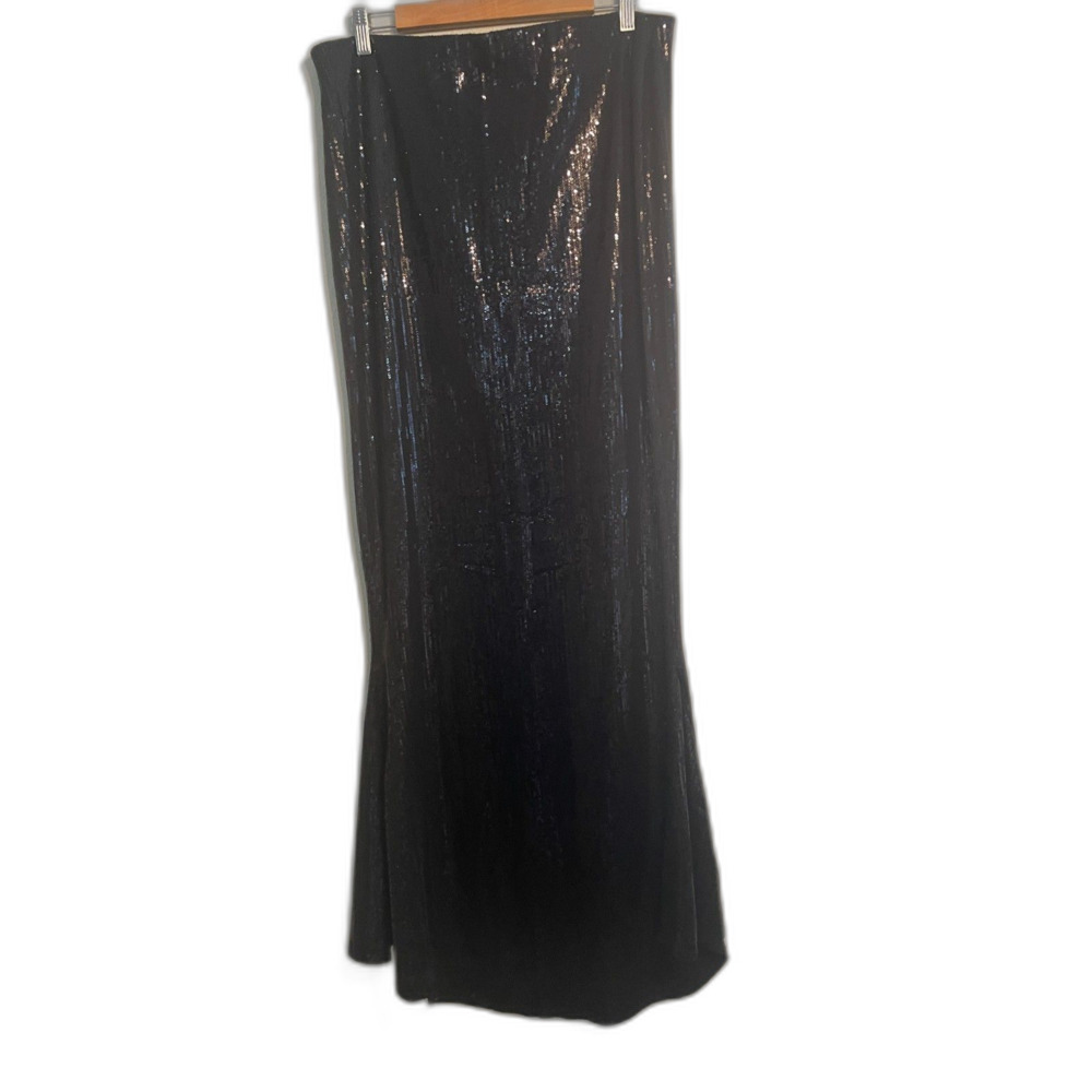 Michael Costello Long Full Sequin Formal Maxi Skirt in Black Women's Size XL 16 - Picture 5 of 11